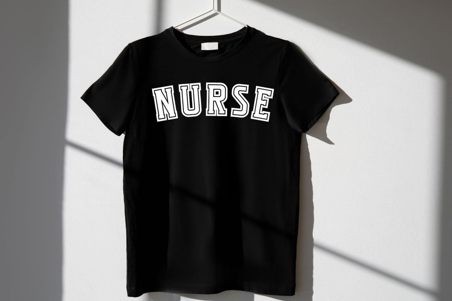 Varsity Nurse short sleeve black tee
