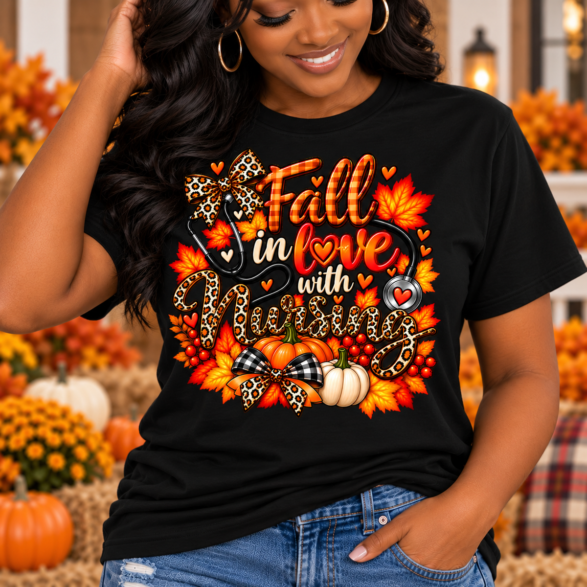 Fall in Love With Nursing Graphic Tee