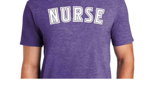 Varsity Nurse short sleeve purple tee