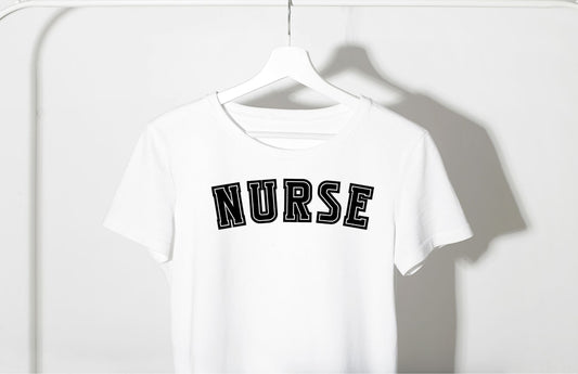 Varsity Nurse short sleeve white tee