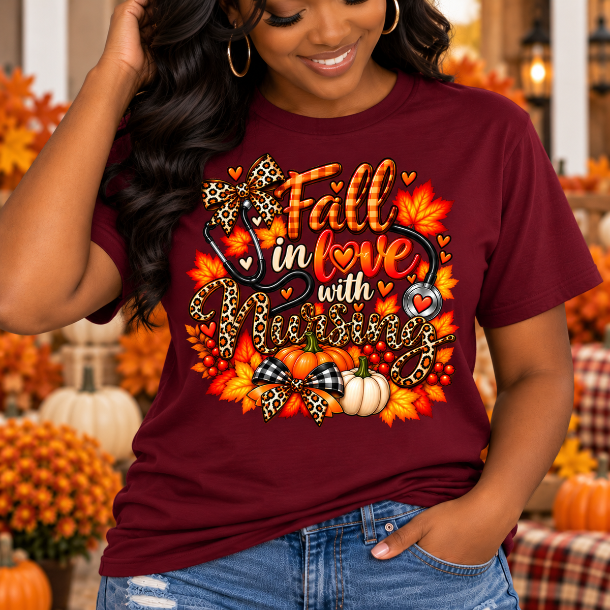 Fall in Love With Nursing Graphic Tee